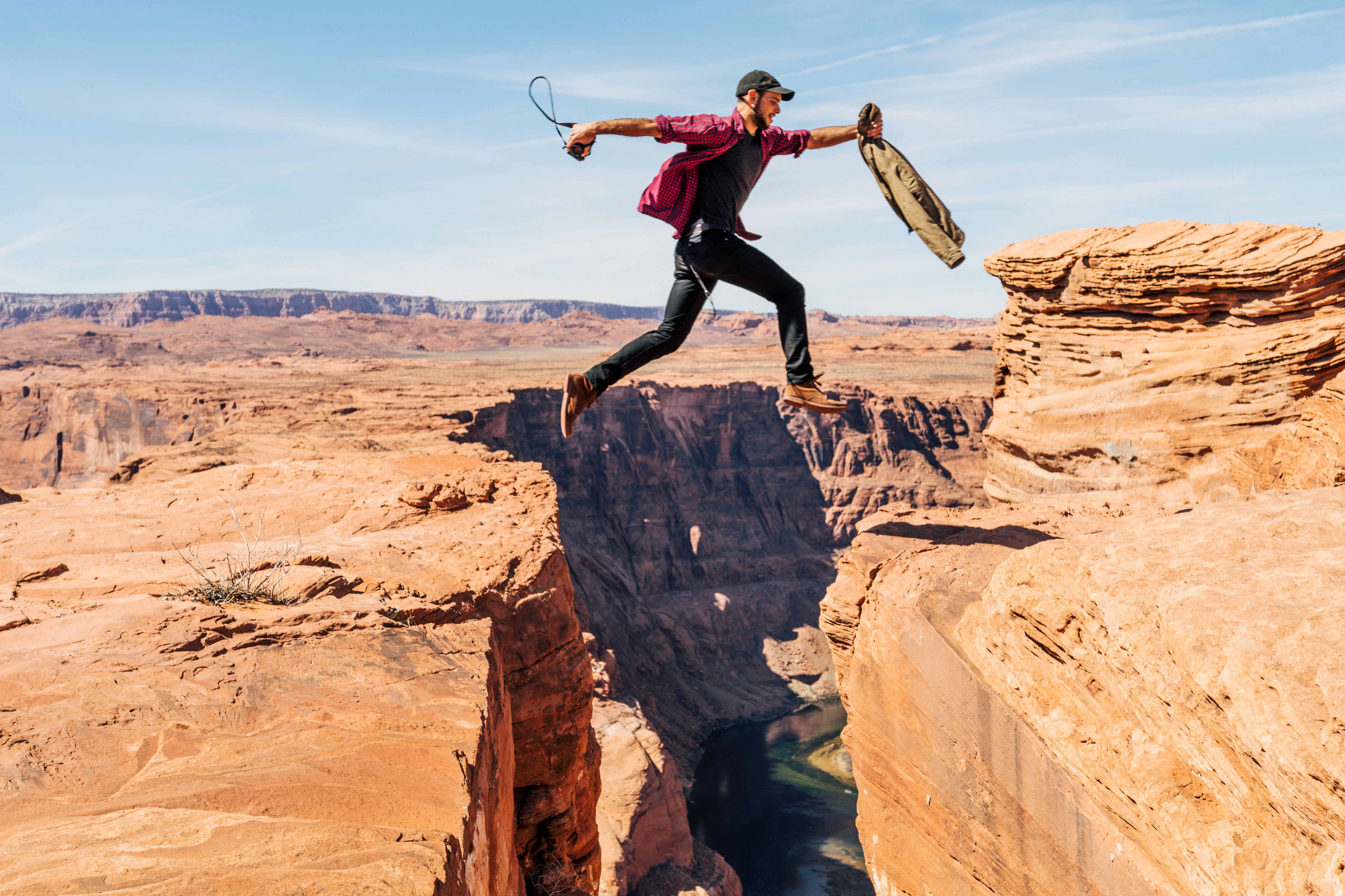 A man leaping over a gorge - spacing biases