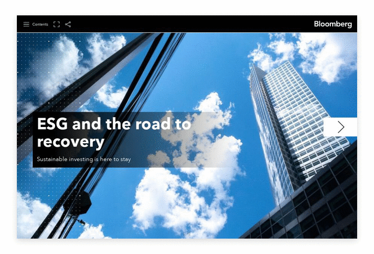 Cover of Bloomberg's report, ESG and the road to recovery
