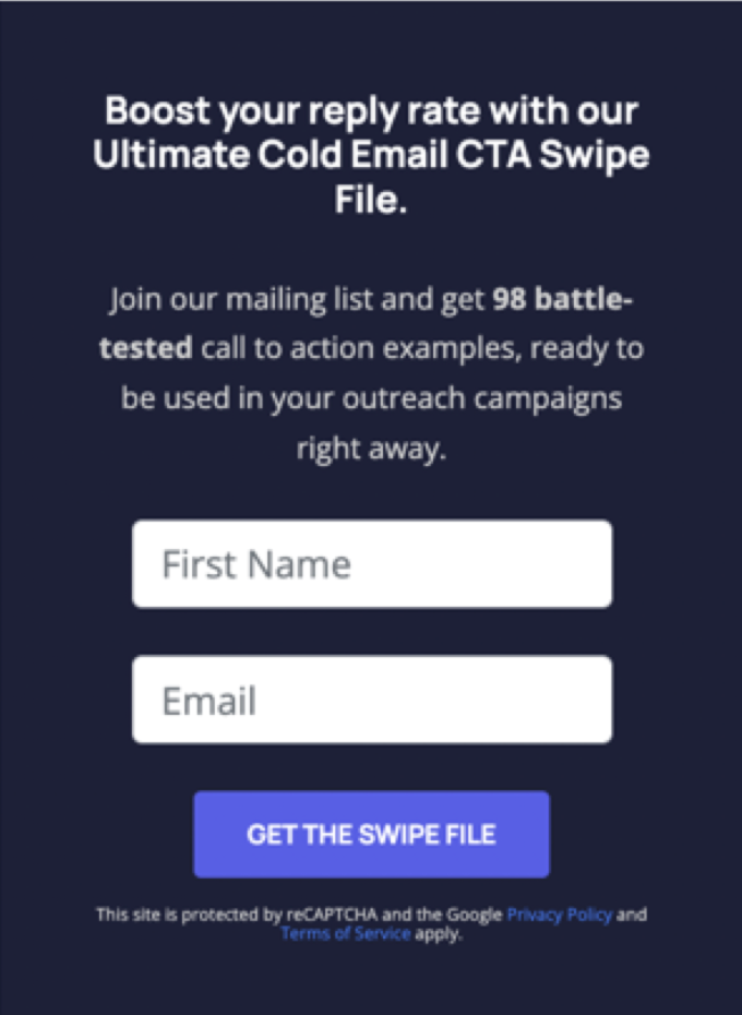QuickMail newsletter sign-up form