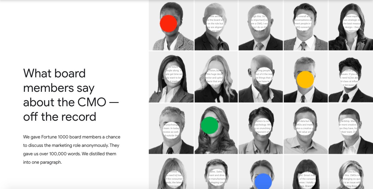 Screenshot of Google's CMO report