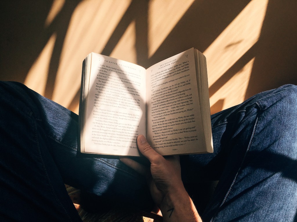 person reading open book