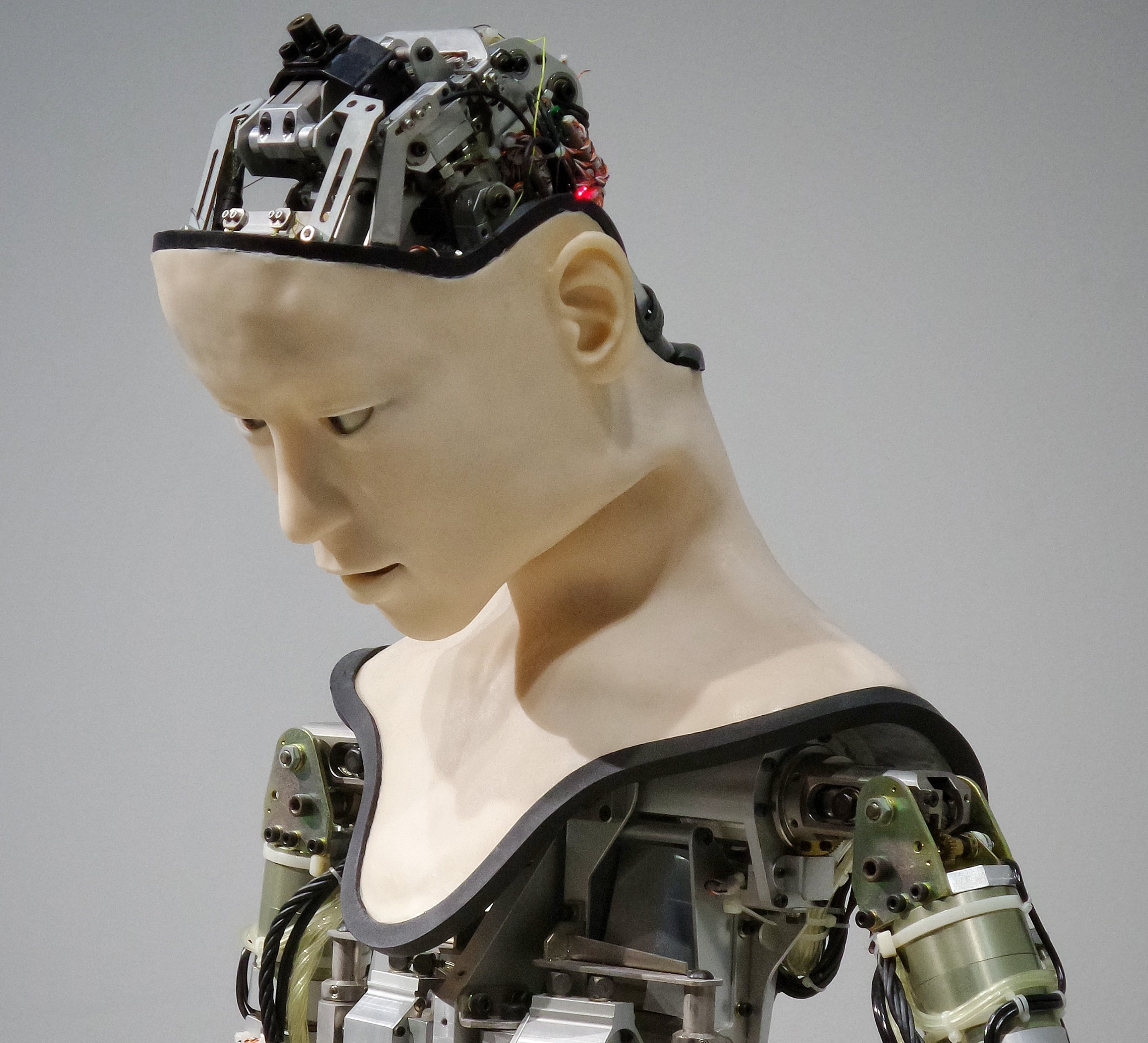 The bust of a half-built robot