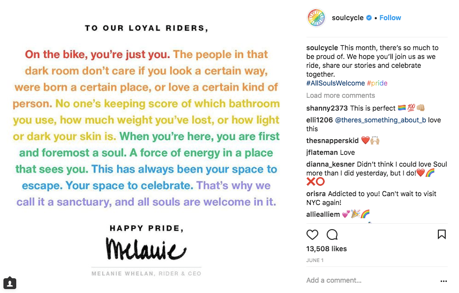 screenshot of instagram pride post - storytelling marketing in action