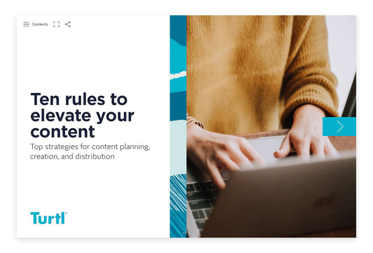 front cover of the Ten rules to elevate your content Turtl guide
