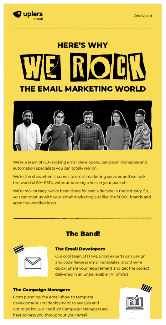 Email marketing example from Uplers