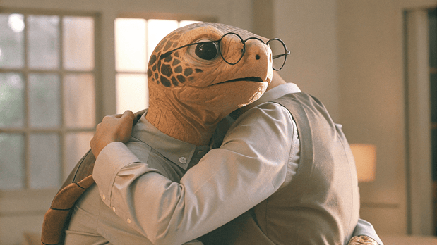 turtles hugging