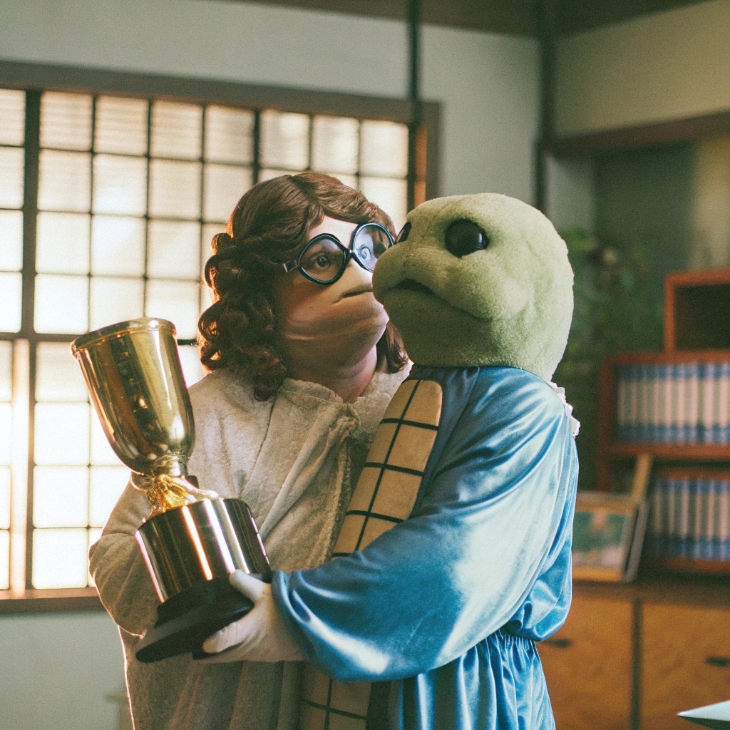 a-cute-anthropomorphic-turtle--holding-a-giant-tro