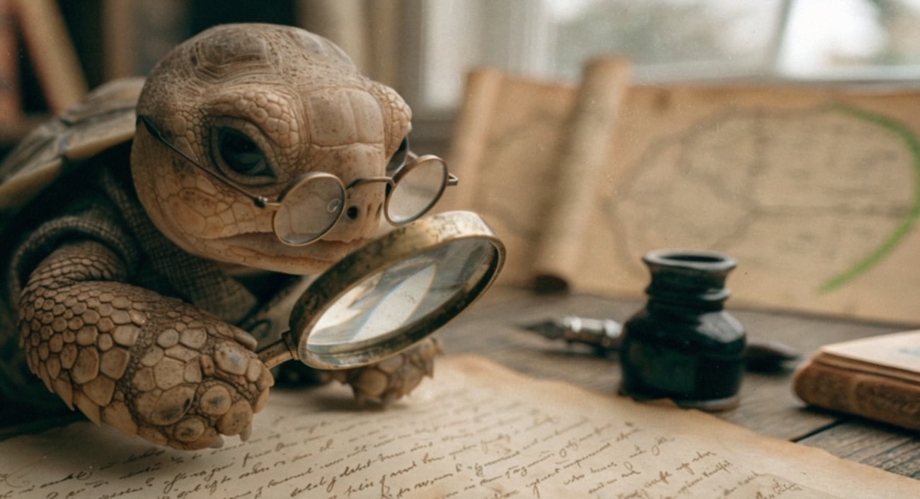 magnifying-glass-ink-pot-turtle-left