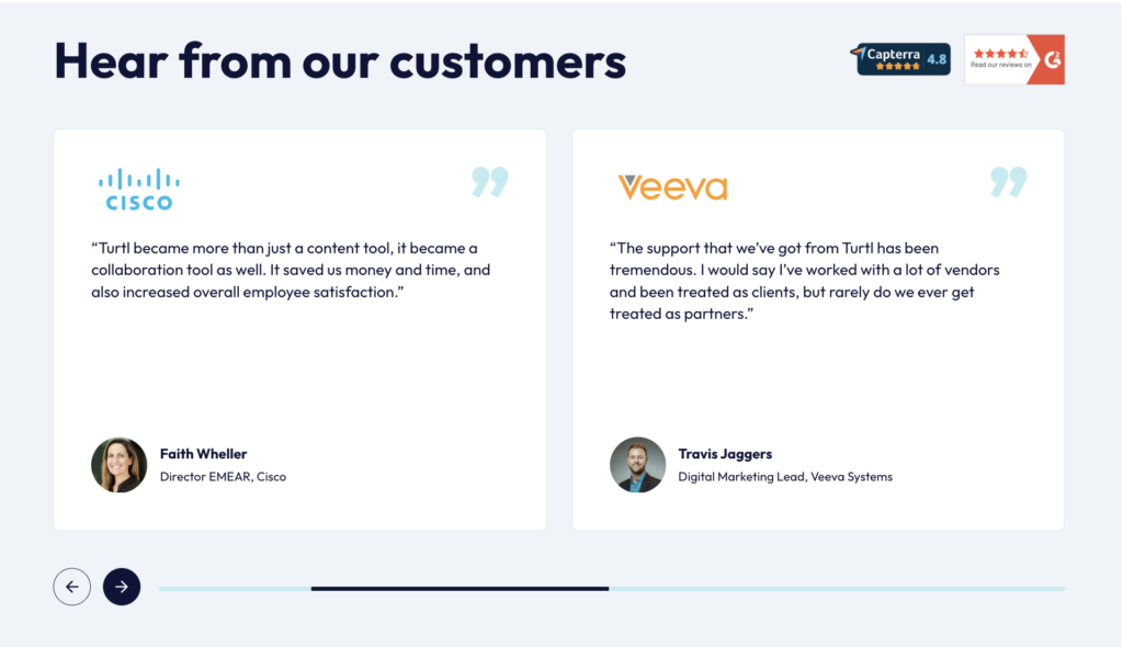 customer testimonials and trust badges examples