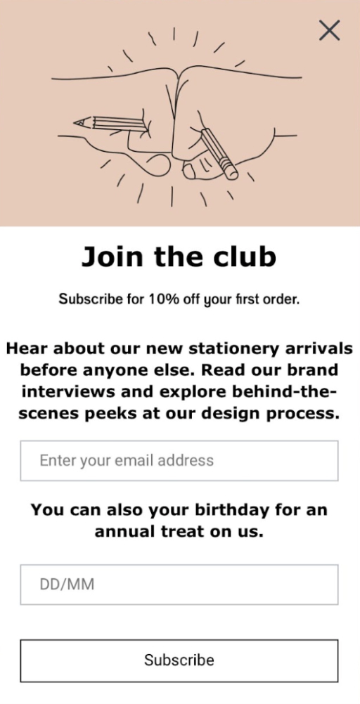 Uniqlo's Join the Club signup form