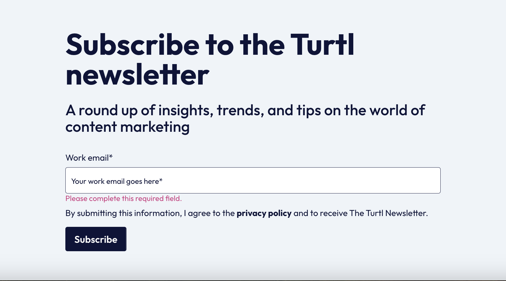 Turtl newsletter sign-up