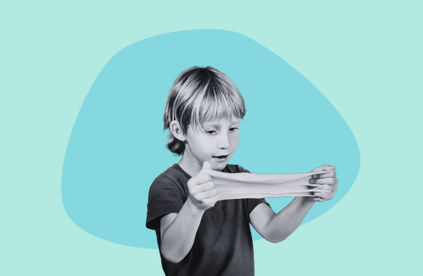 kid playing with slime
