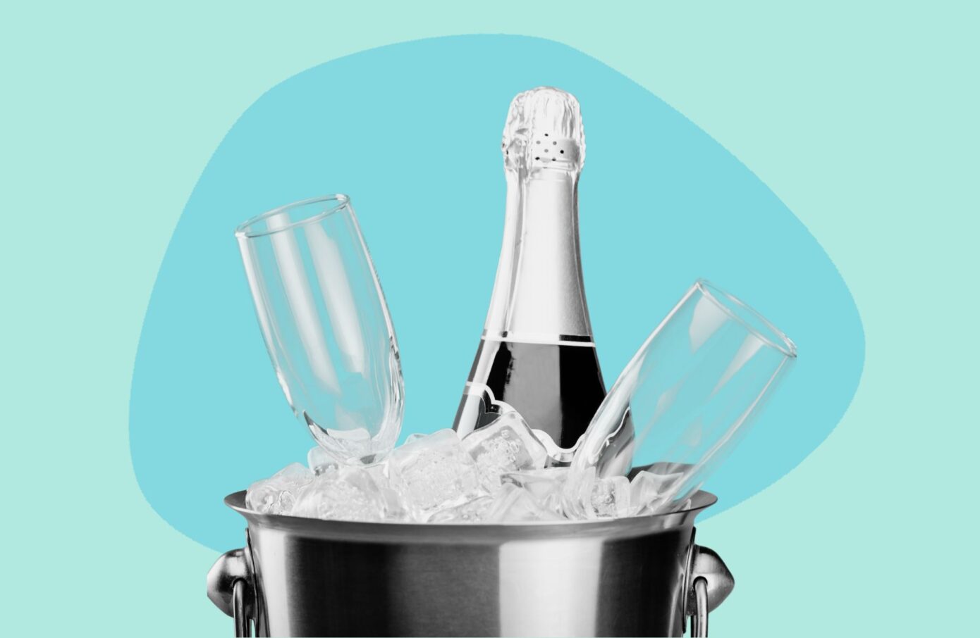 a bottle of champagne in an ice bucket